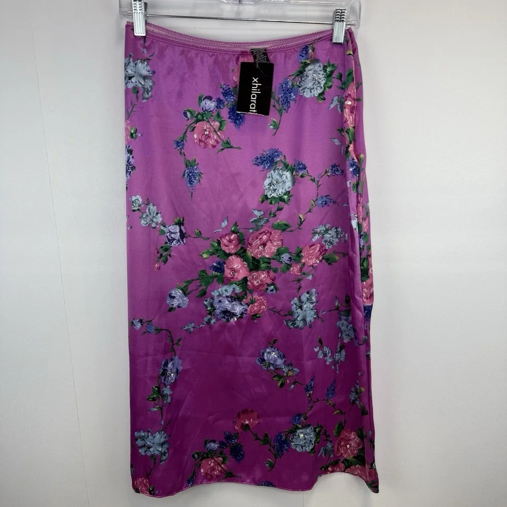 Vintage Xhilaration Y2K Satin Floral Coquette Feminine Fairy Skirt‎ Deadstock M